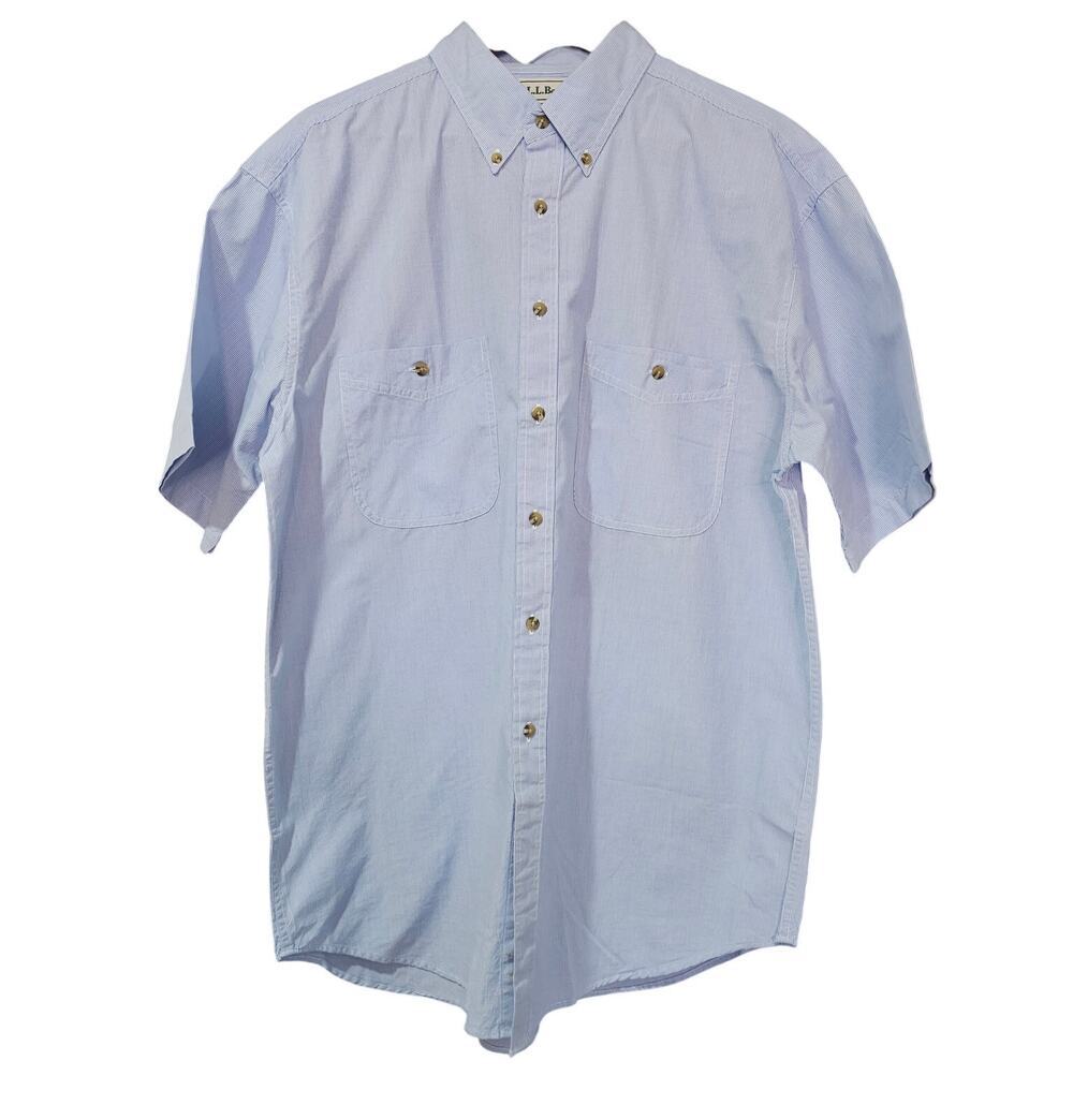 L.L. Bean Men's Cotton Button-Down Shirt Blue Size L